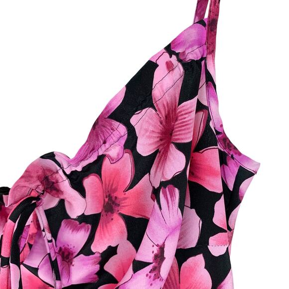 Vintage jr-s.com Dress Pink Black Floral 90s Y2K Women's 9 10 - Picture 6 of 12